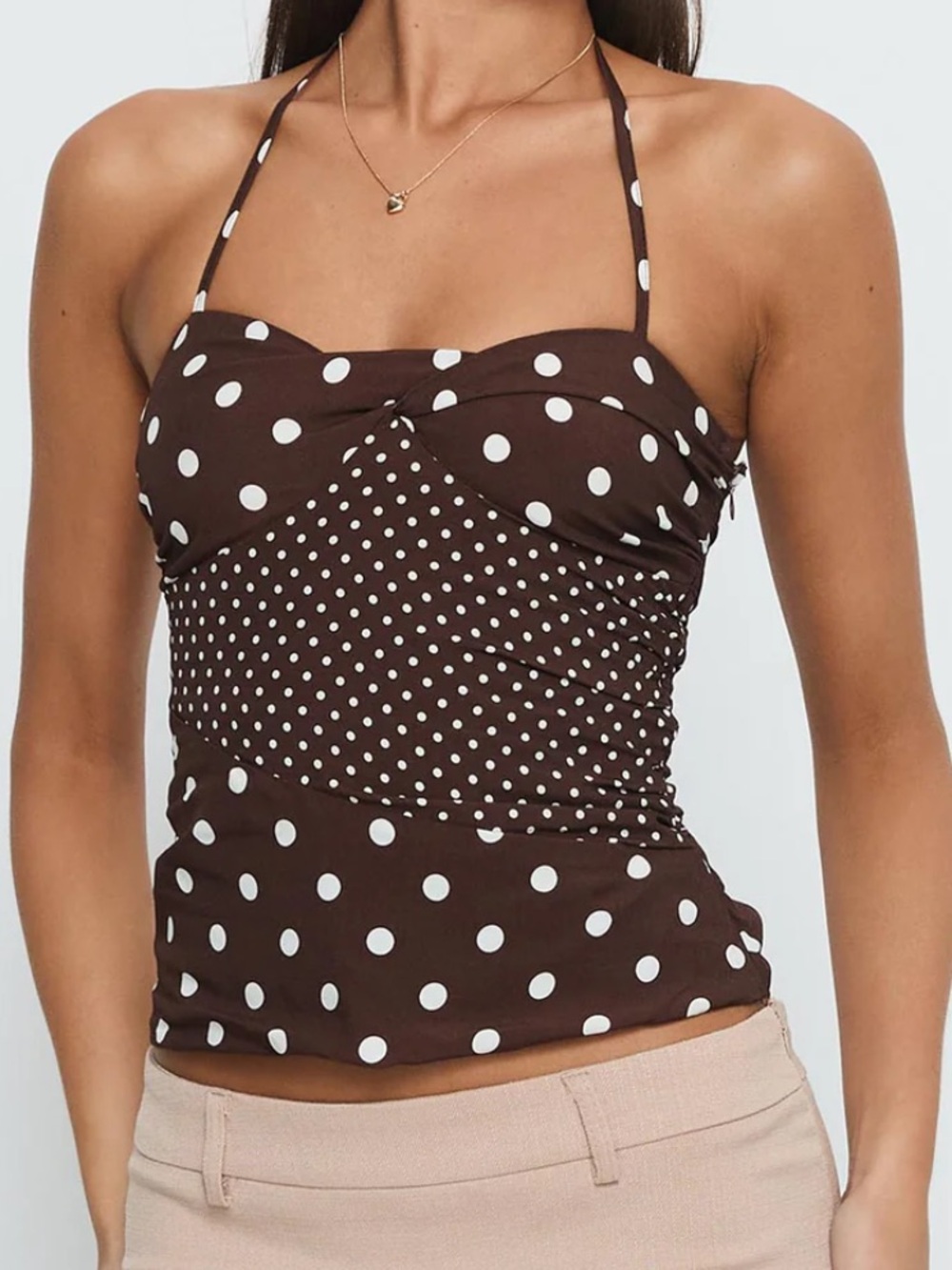 Marguerite Halter Top Brown Polka from Princess Polly